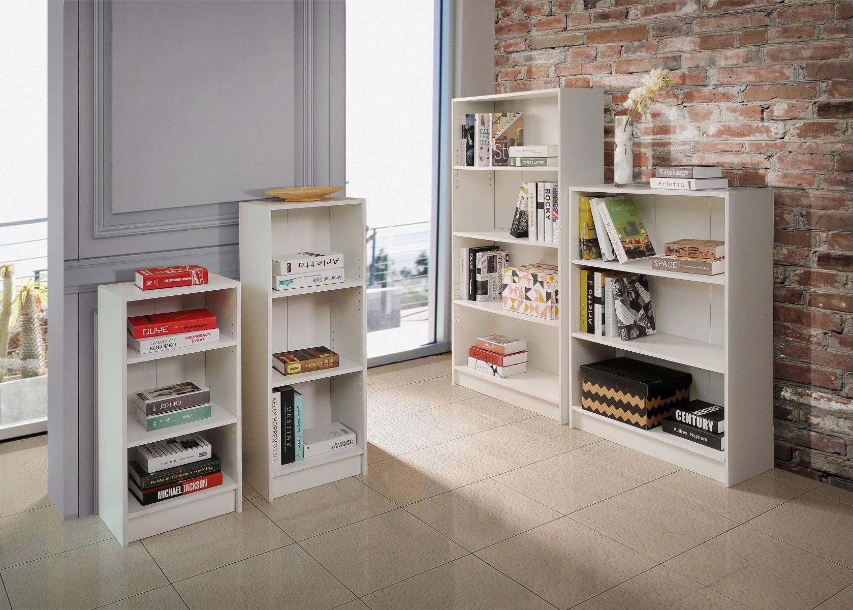 Essentials Bookcase Low Wide in White by TAD - Price Crash Furniture