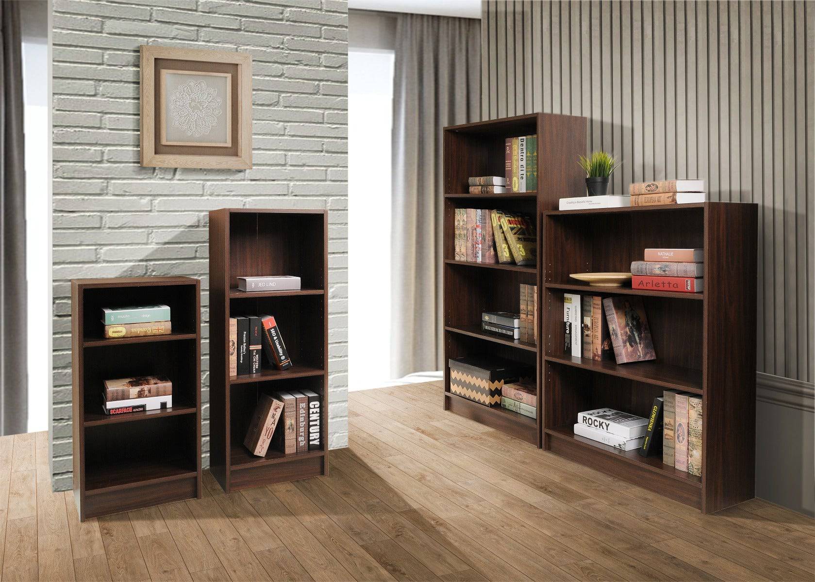 Essentials Bookcase Medium Narrow in Walnut by TAD - Price Crash Furniture