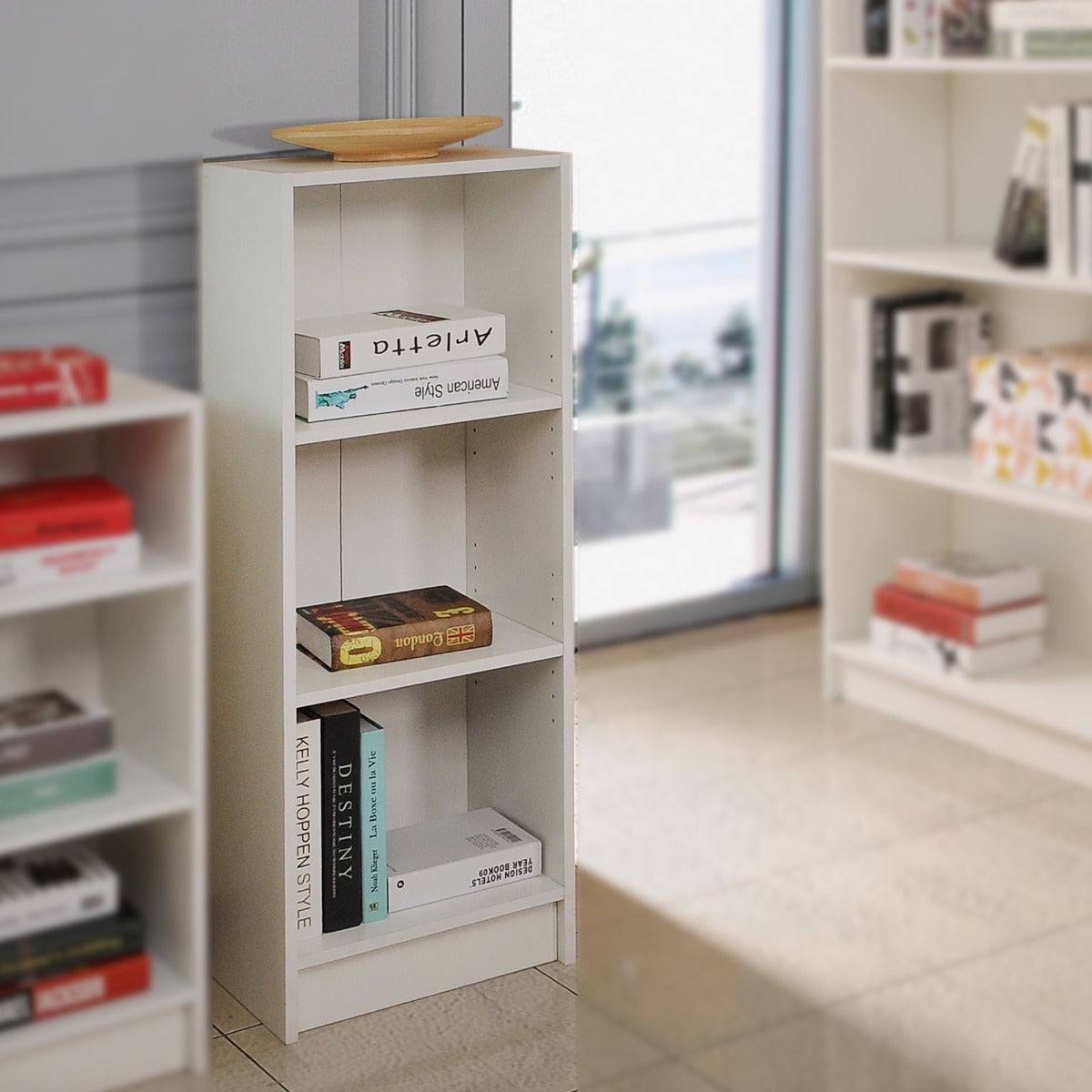 Essentials Bookcase Medium Narrow in White by TAD - Price Crash Furniture