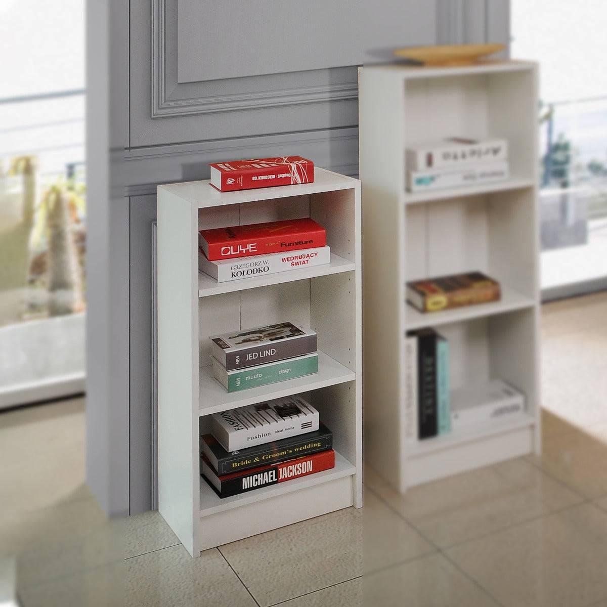 Essentials Bookcase Small Narrow in White by TAD - Price Crash Furniture