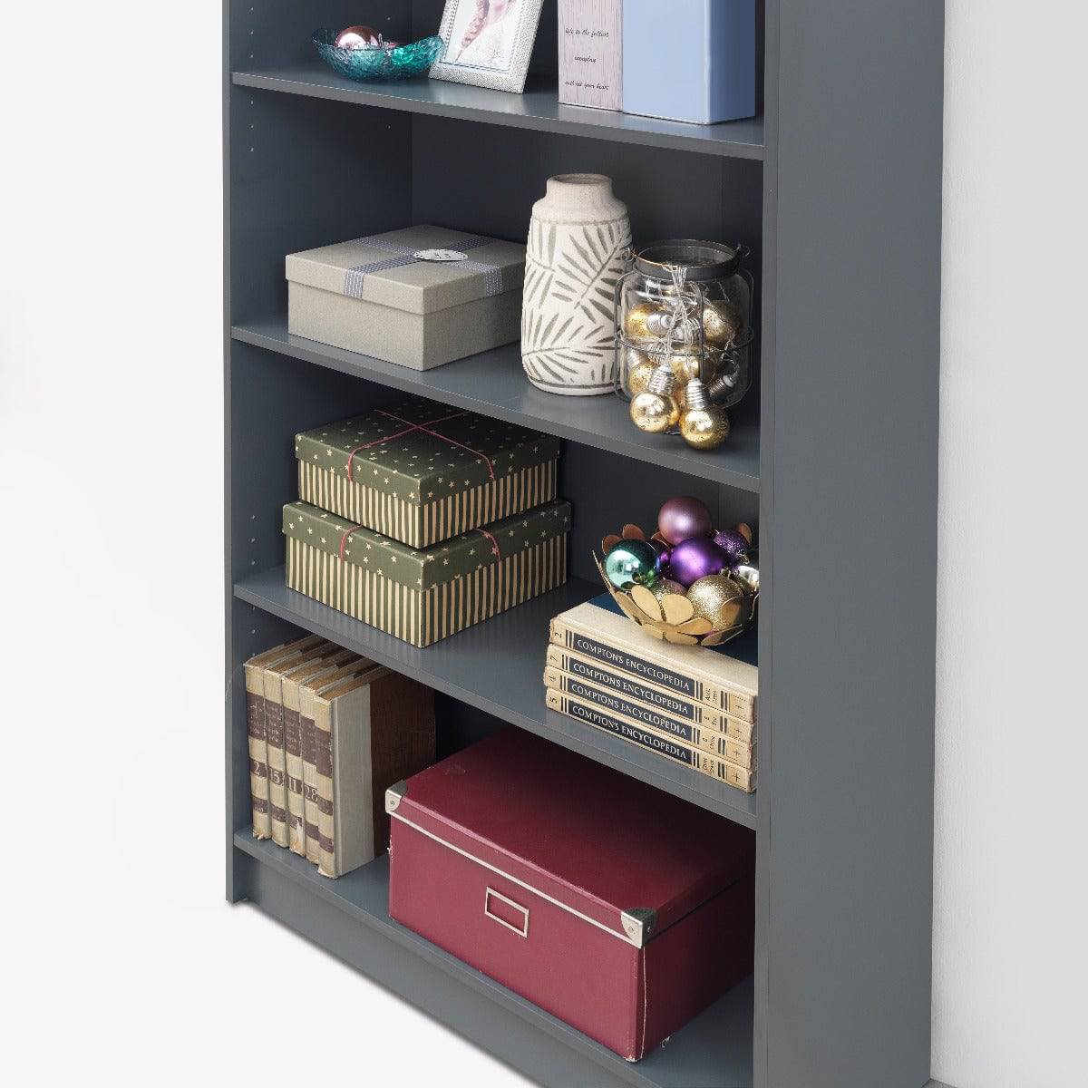 Essentials Bookcase Tall Wide in Dark Grey by TAD - Price Crash Furniture