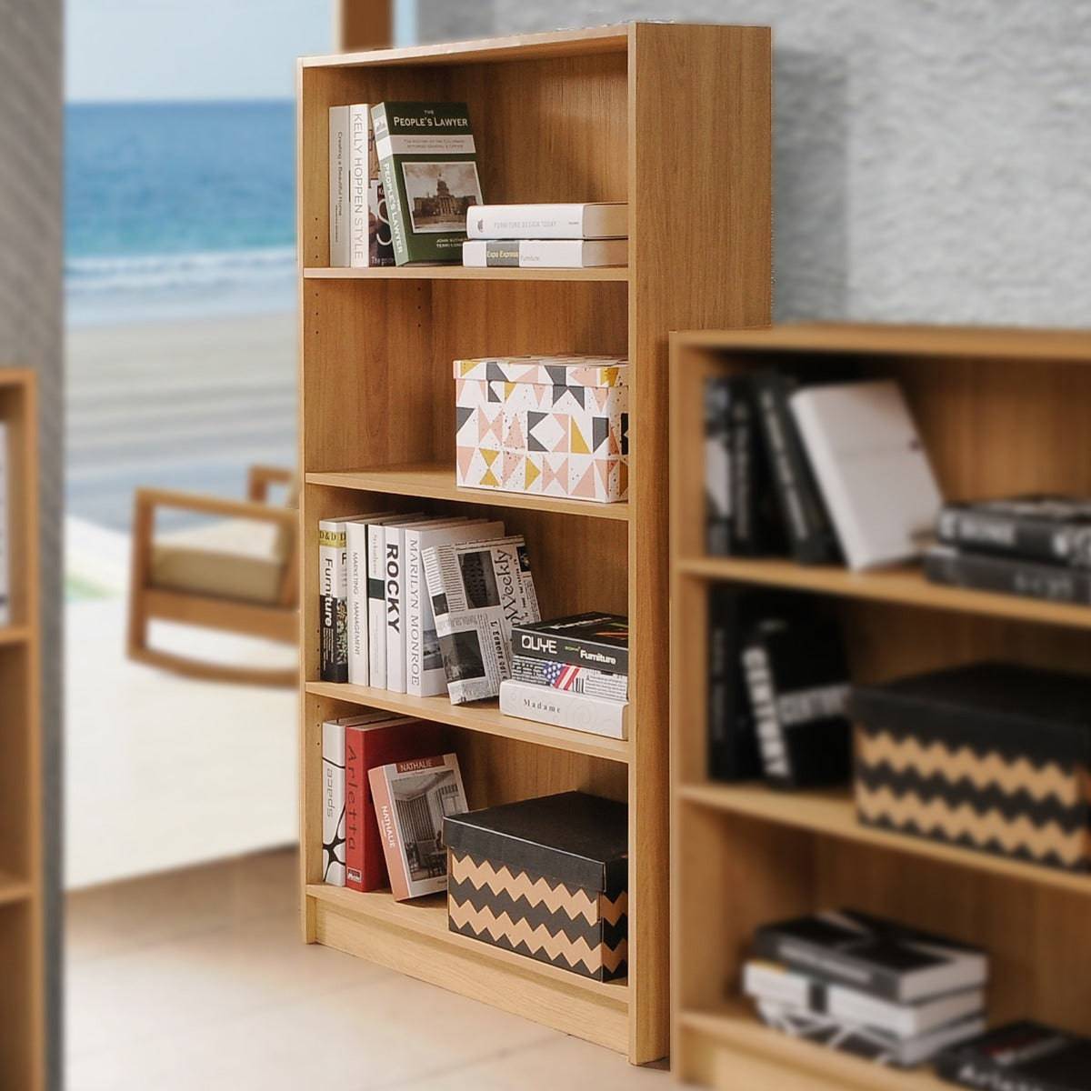 Essentials Bookcase Tall Wide in Oak by TAD - Price Crash Furniture