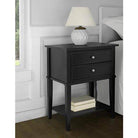 Franklin 2 Drawer Side Table Bedside Cabinet in Black by Dorel - Price Crash Furniture