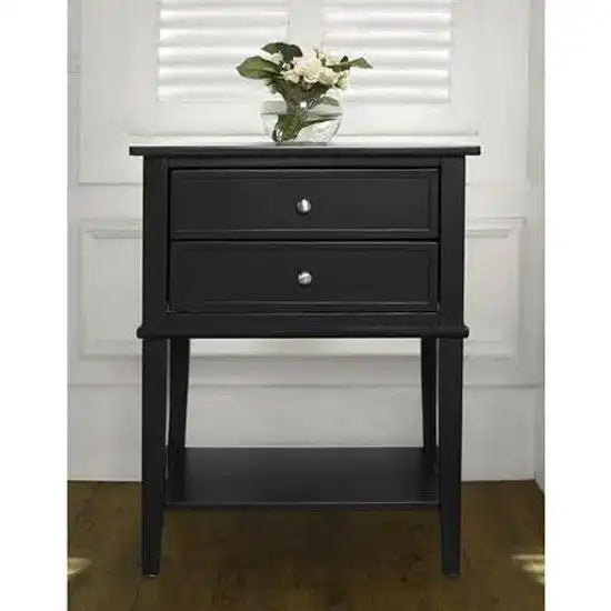Franklin 2 Drawer Side Table Bedside Cabinet in Black by Dorel - Price Crash Furniture