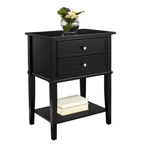 Franklin 2 Drawer Side Table Bedside Cabinet in Black by Dorel - Price Crash Furniture