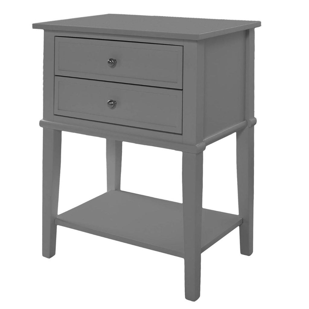Franklin 2 Drawer Side Table Bedside Cabinet in Grey by Dorel - Price Crash Furniture