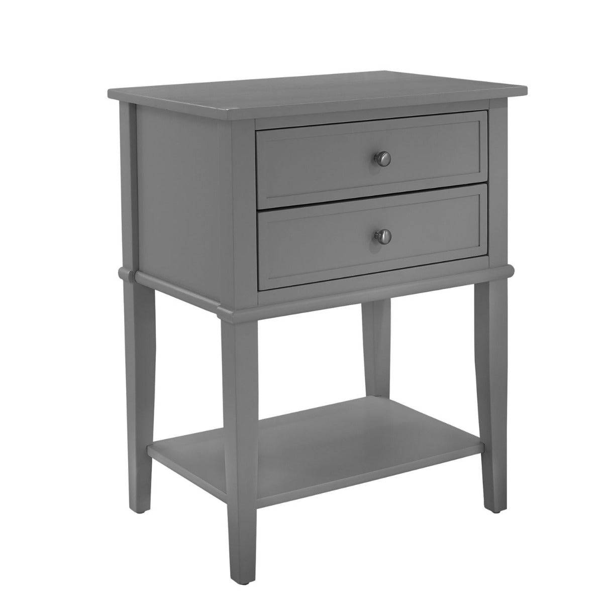 Franklin 2 Drawer Side Table Bedside Cabinet in Grey by Dorel - Price Crash Furniture