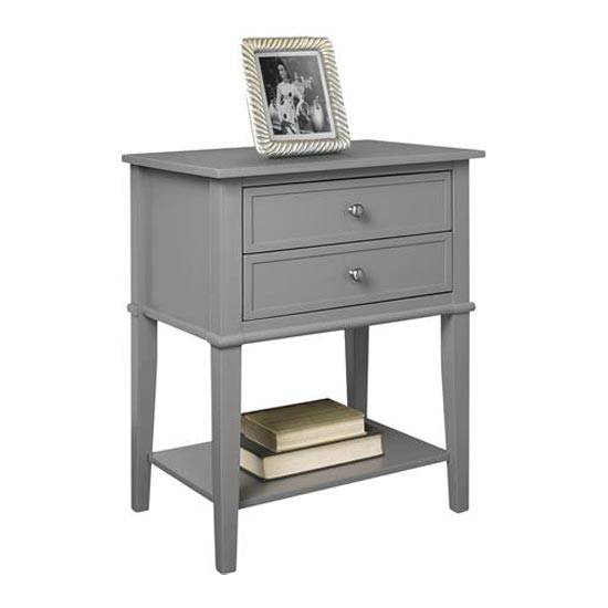 Franklin 2 Drawer Side Table Bedside Cabinet in Grey by Dorel - Price Crash Furniture