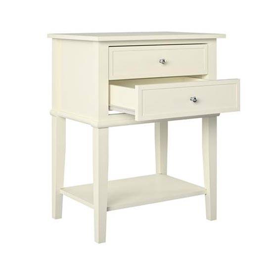 Franklin 2 Drawer Side Table Bedside Cabinet in White by Dorel - Price Crash Furniture