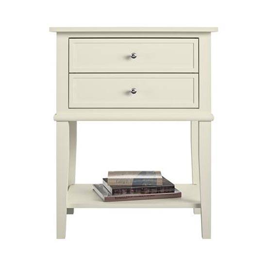 Franklin 2 Drawer Side Table Bedside Cabinet in White by Dorel - Price Crash Furniture