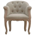 French Carved Mud Linen Accent Chair - Price Crash Furniture