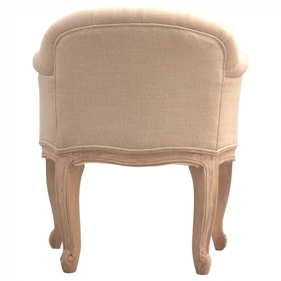 French Carved Mud Linen Accent Chair - Price Crash Furniture