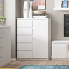 Fribo 1 Door 5 Drawer Chest of Drawers Cabinet Storage Unit in Alpine White - Price Crash Furniture