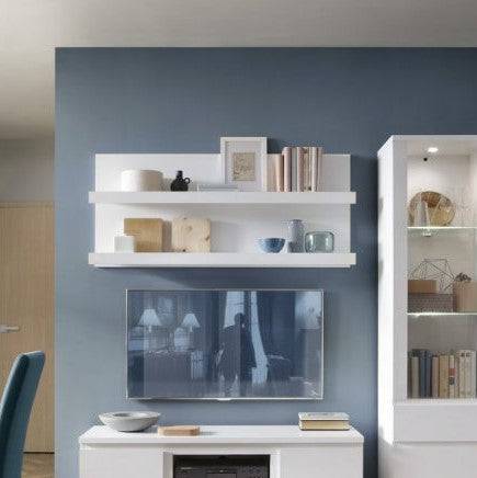 Fribo 136 cm Wide Wall Shelf in Alpine White - Price Crash Furniture