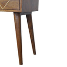 Geometric Brass Inlay 1 Drawer Bedside Table in Solid Mango Wood - Price Crash Furniture