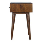 Geometric Brass Inlay 1 Drawer Bedside Table in Solid Mango Wood - Price Crash Furniture