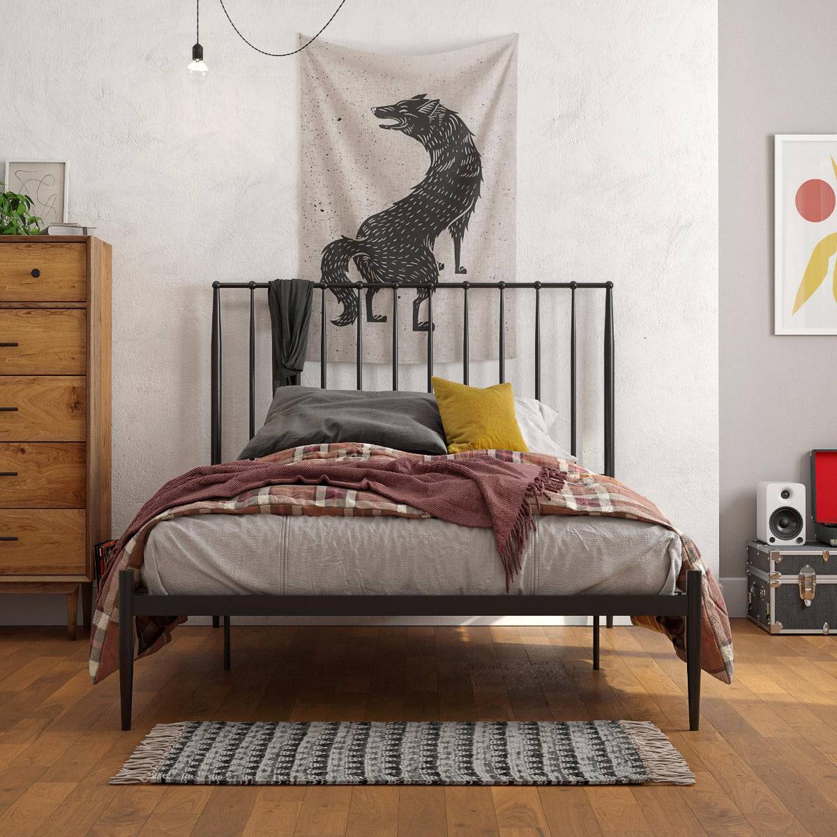 Giulia Modern Metal Double Bed in Black by Dorel - Price Crash Furniture