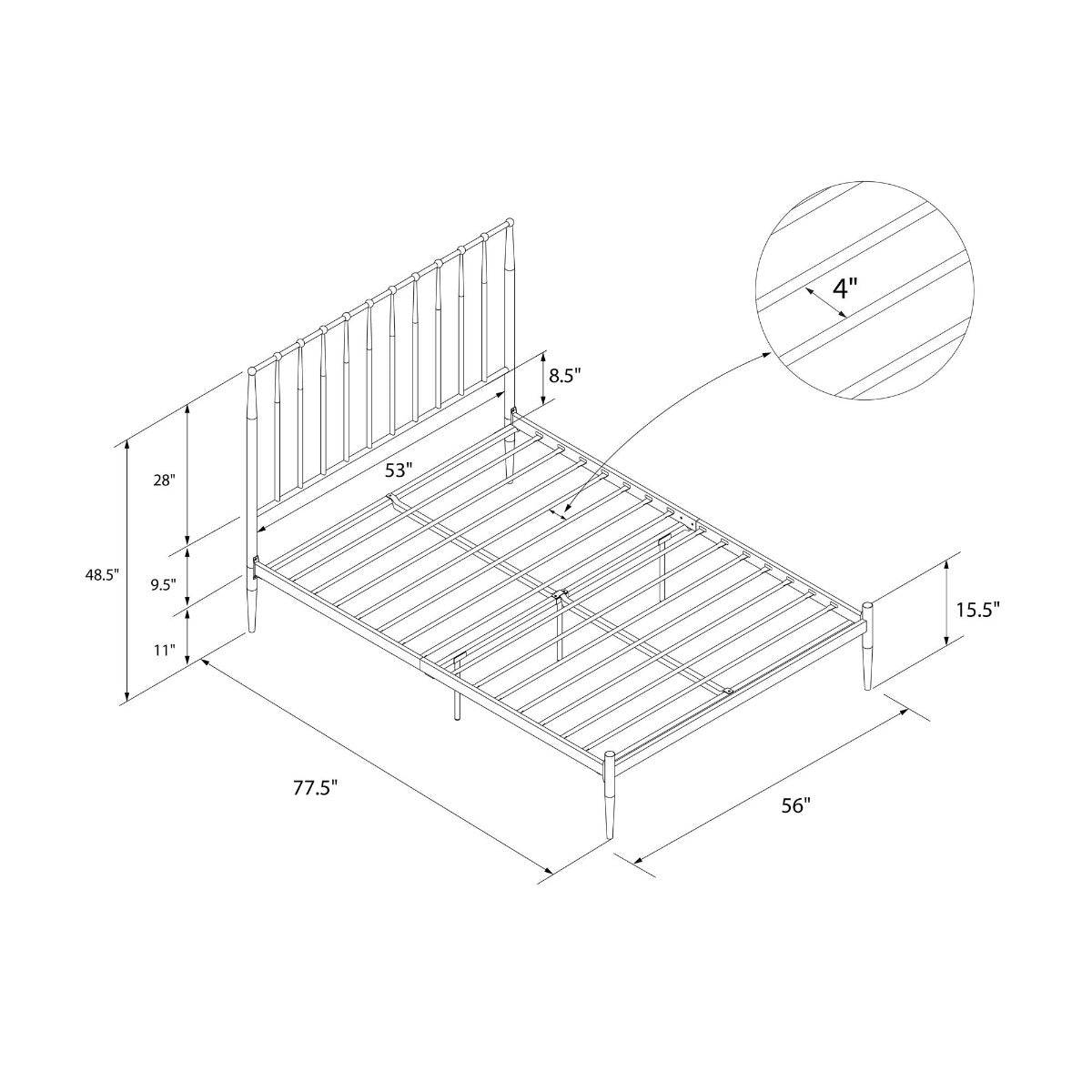 Giulia Modern Metal Double Bed in Black by Dorel - Price Crash Furniture