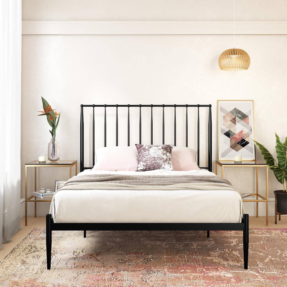 Giulia Modern Metal Double Bed in Black by Dorel - Price Crash Furniture