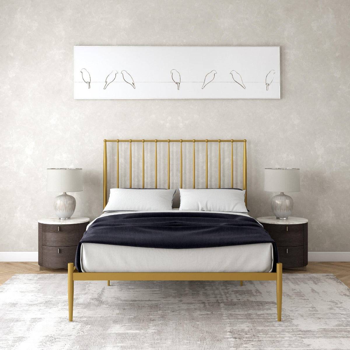 Giulia Modern Metal Double Bed in Gold by Dorel - Price Crash Furniture