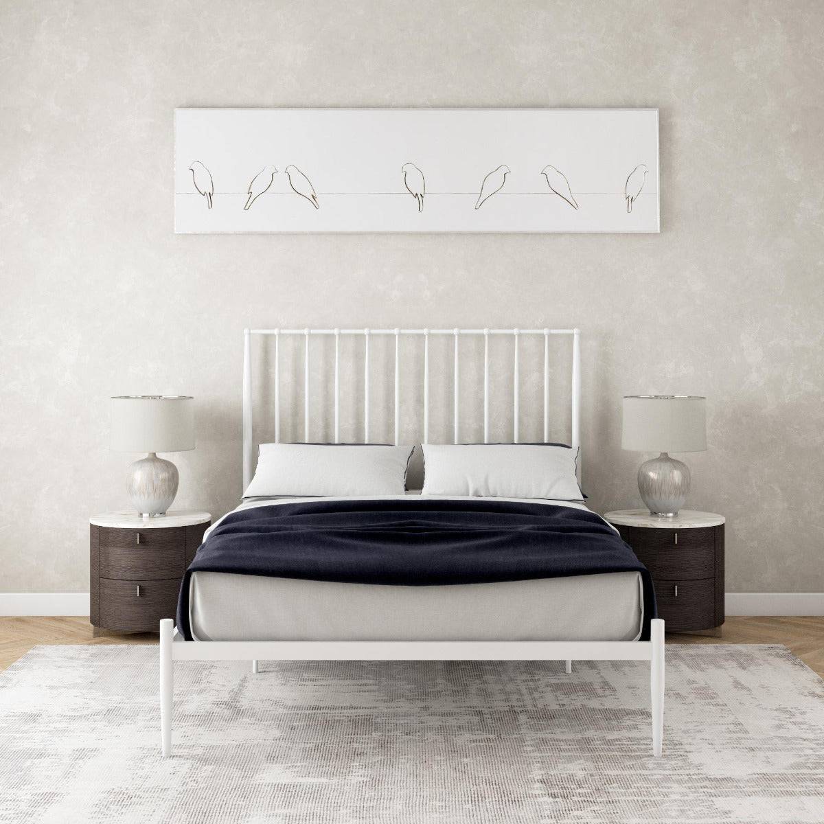 Giulia Modern Metal Double Bed in White by Dorel at Price Crash Furniture - Price Crash Furniture