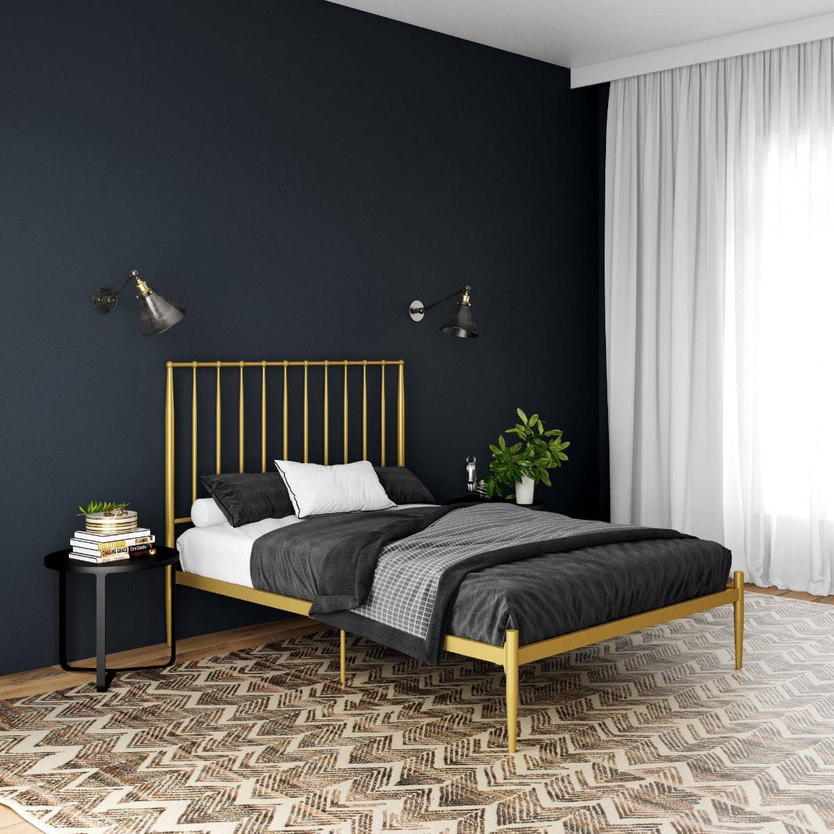 Giulia Modern Metal King Size Bed in Gold by Dorel - Price Crash Furniture