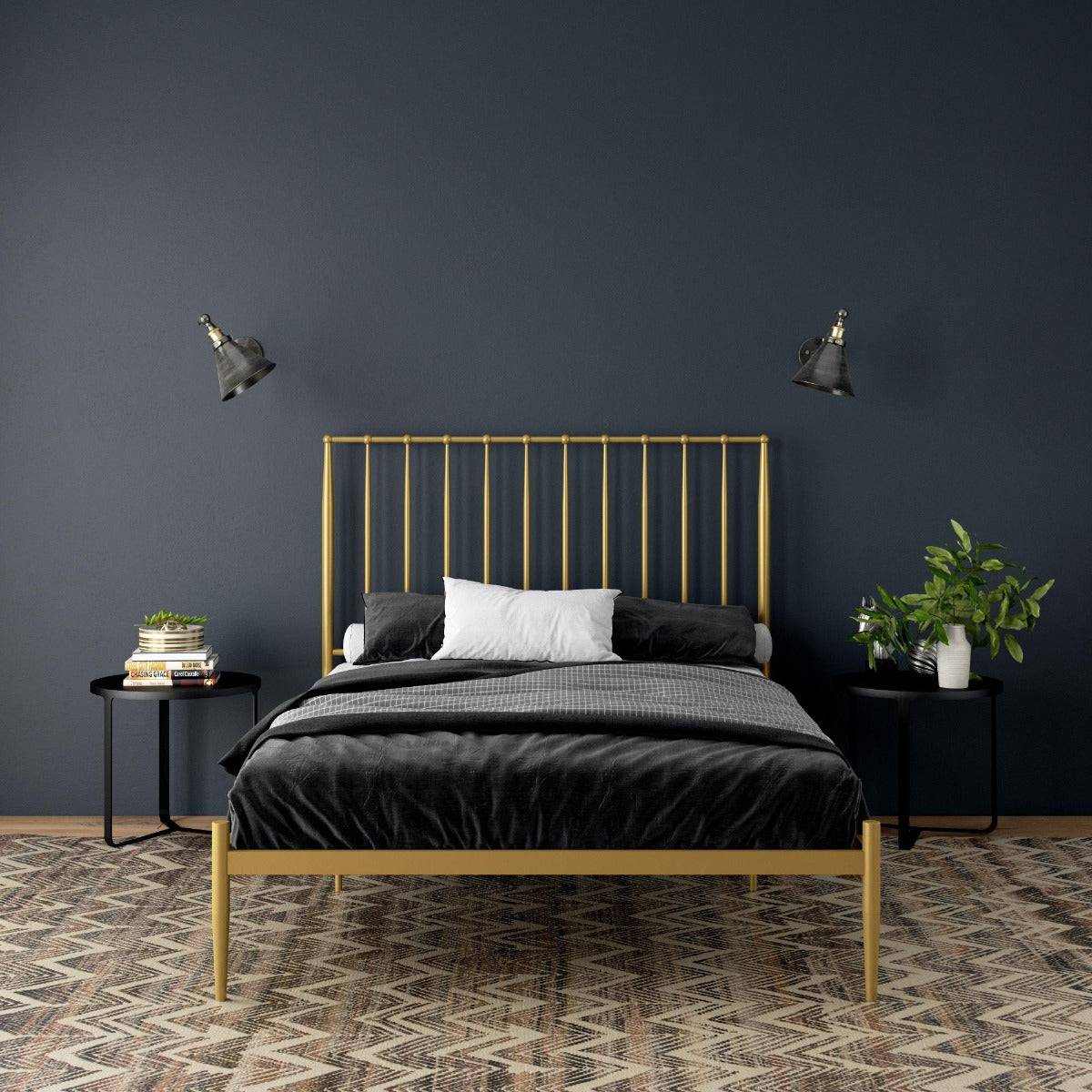 Giulia Modern Metal King Size Bed in Gold by Dorel - Price Crash Furniture