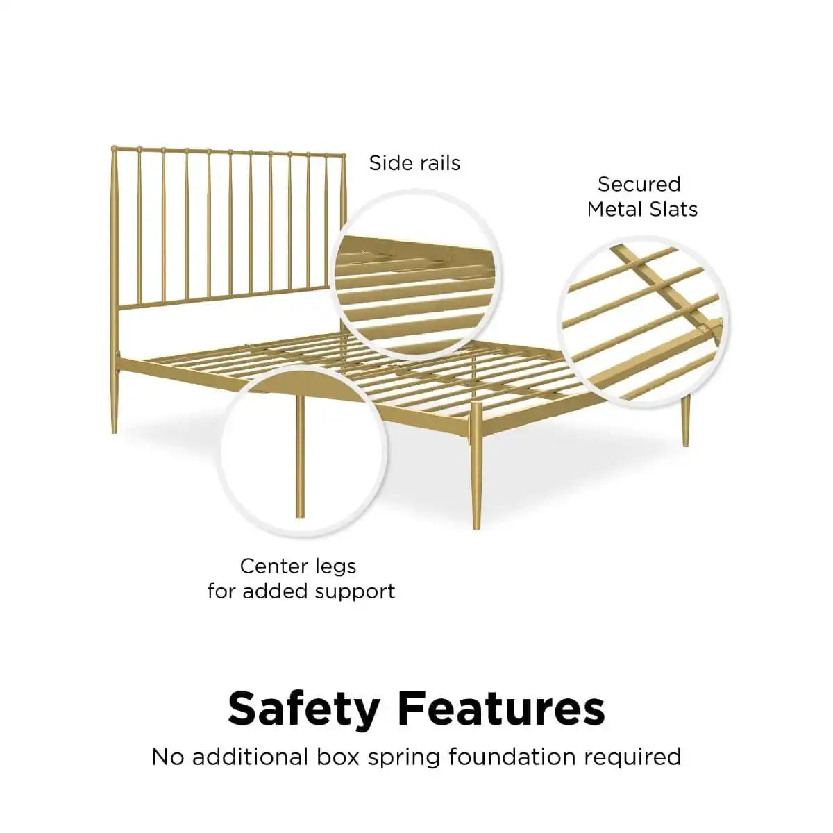 Giulia Modern Metal King Size Bed in Gold by Dorel - Price Crash Furniture