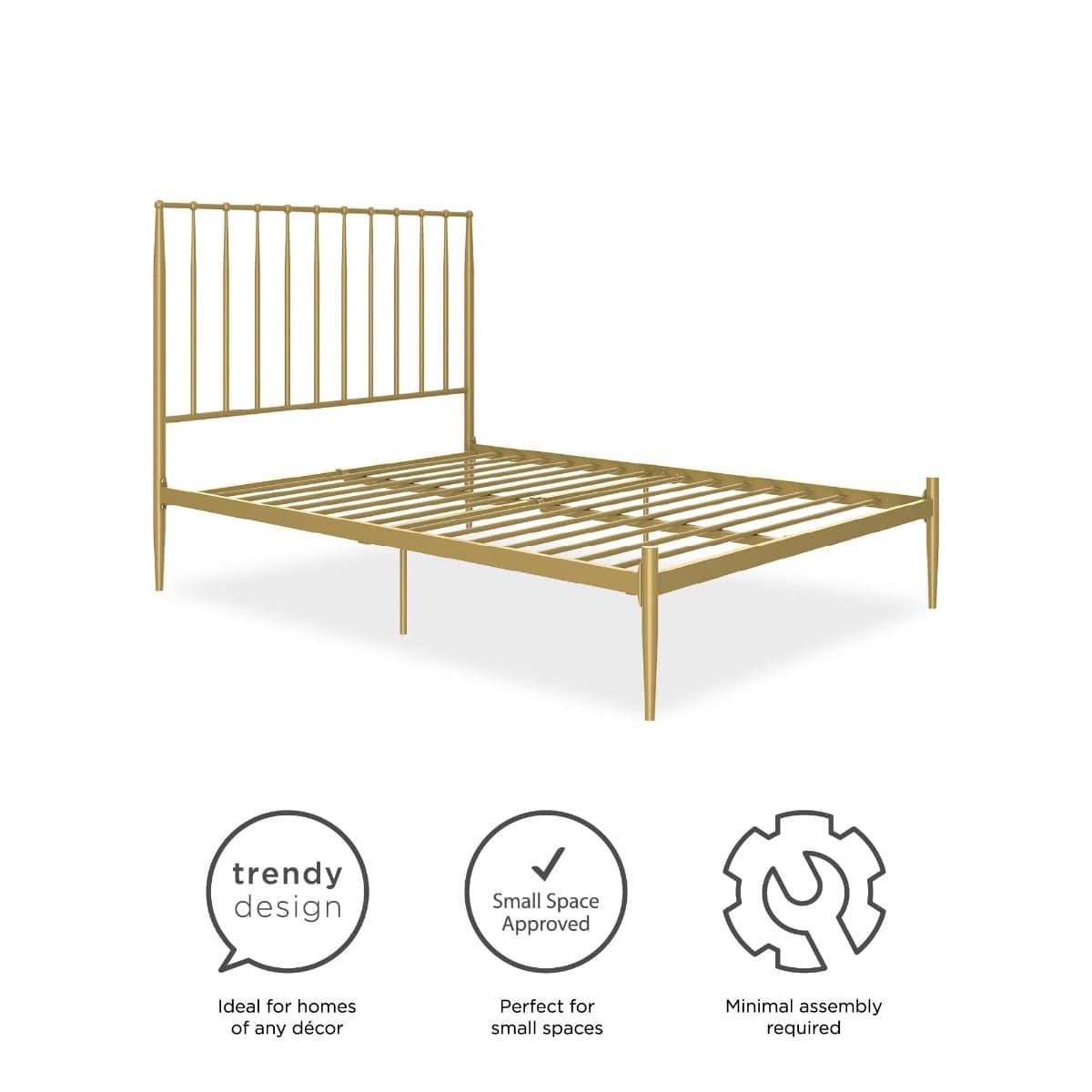 Giulia Modern Metal King Size Bed in Gold by Dorel - Price Crash Furniture