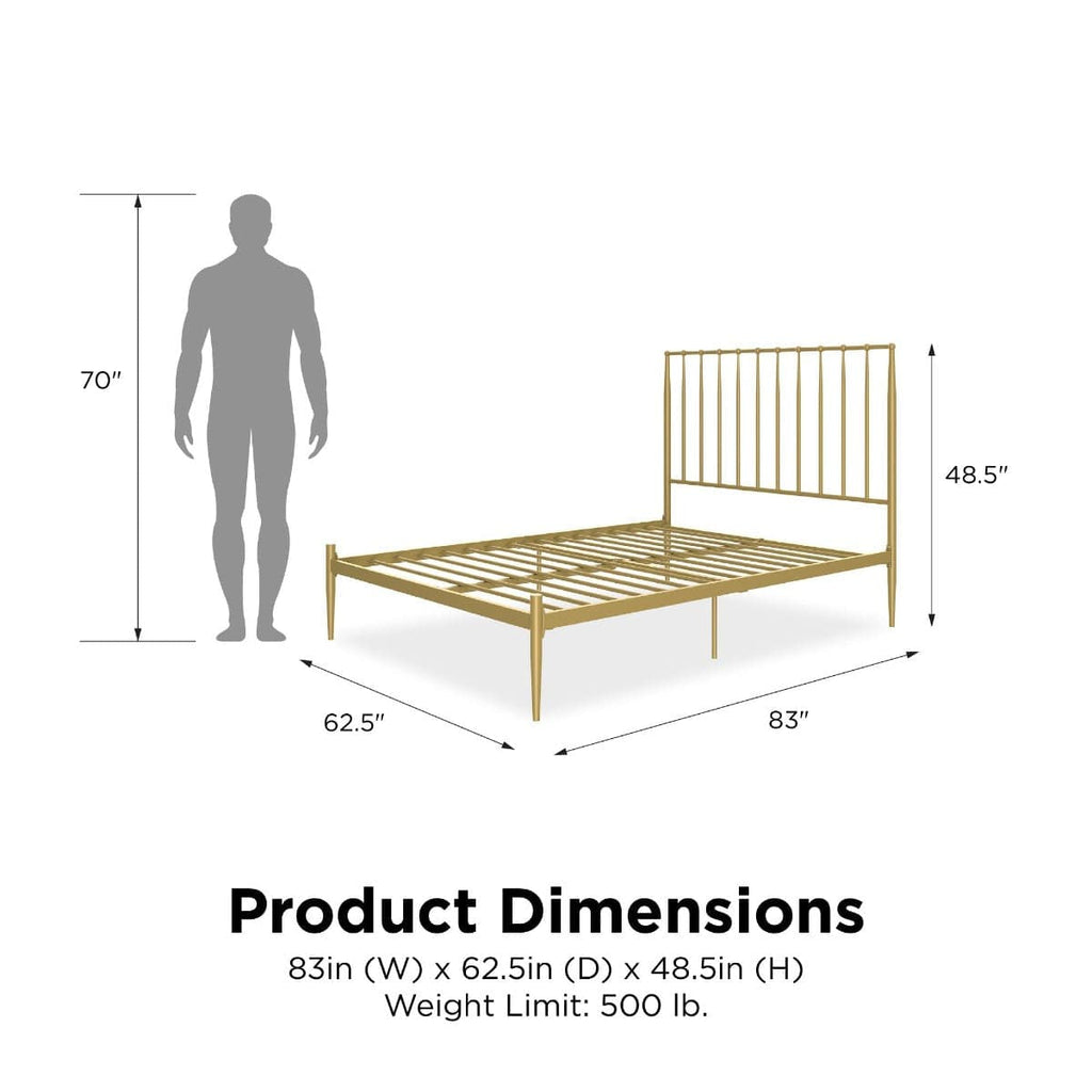 Giulia Modern Metal King Size Bed in Gold by Dorel - Price Crash Furniture