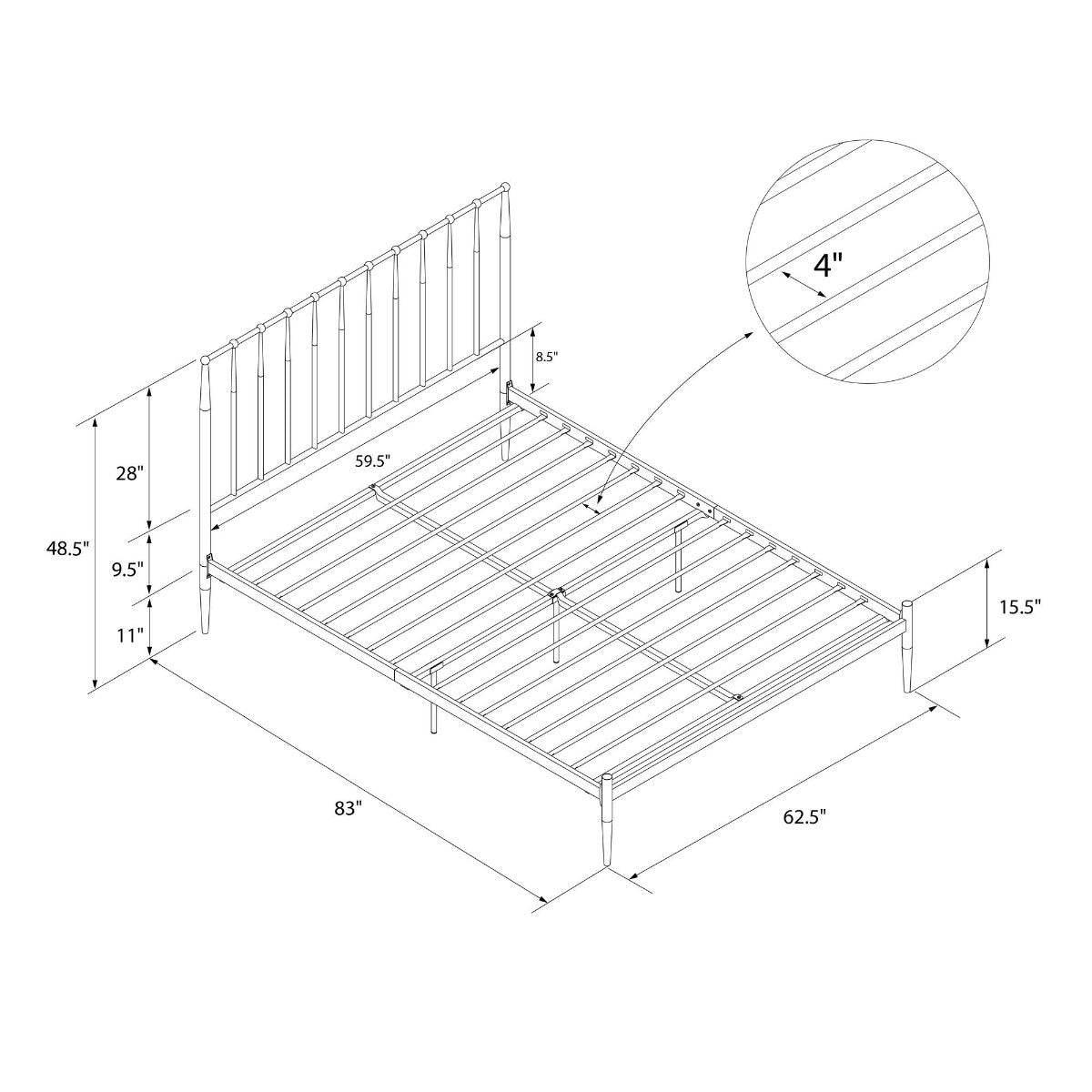 Giulia Modern Metal King Size Bed in Gold by Dorel - Price Crash Furniture