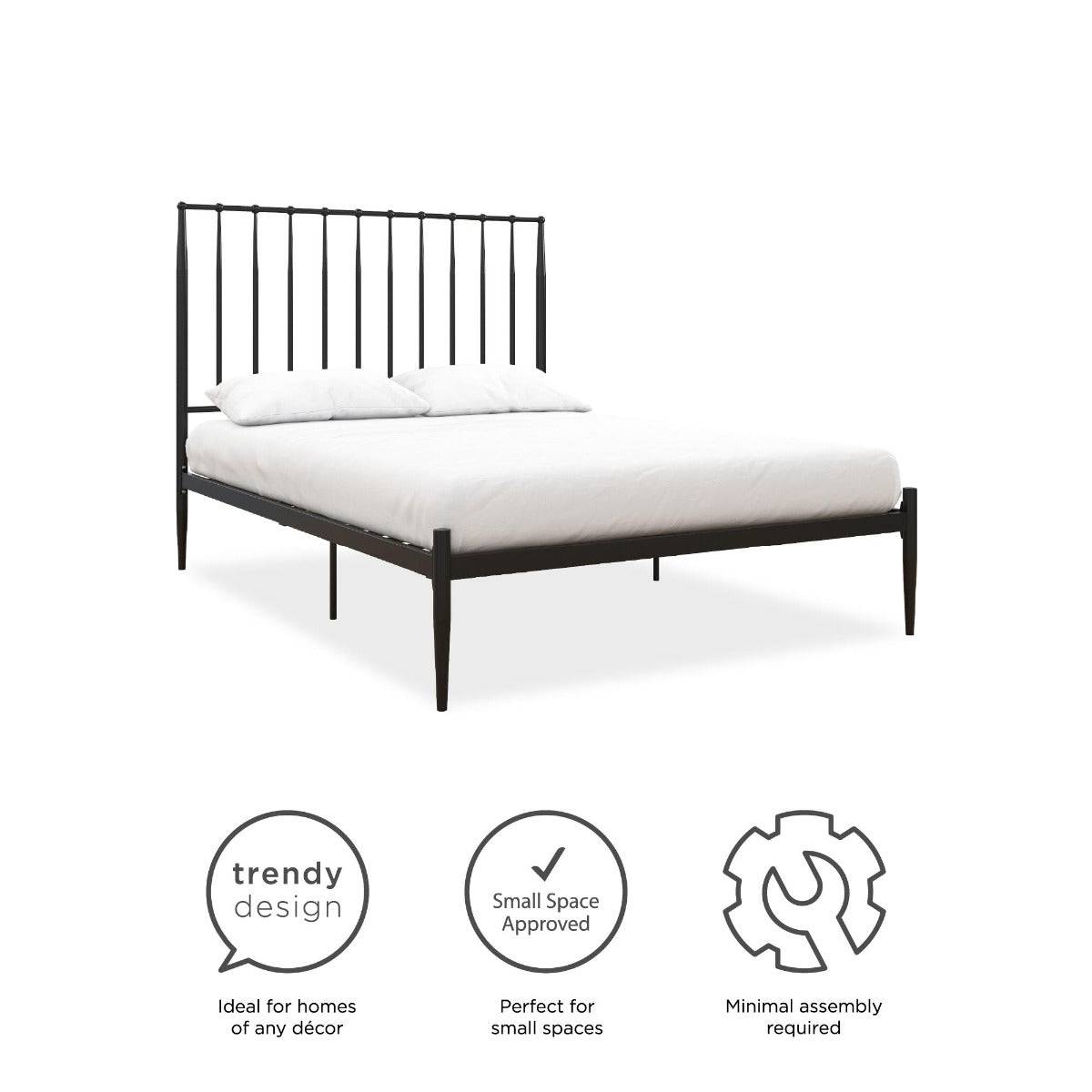 Giulia Modern Metal King size Bed in Black by Dorel - Price Crash Furniture