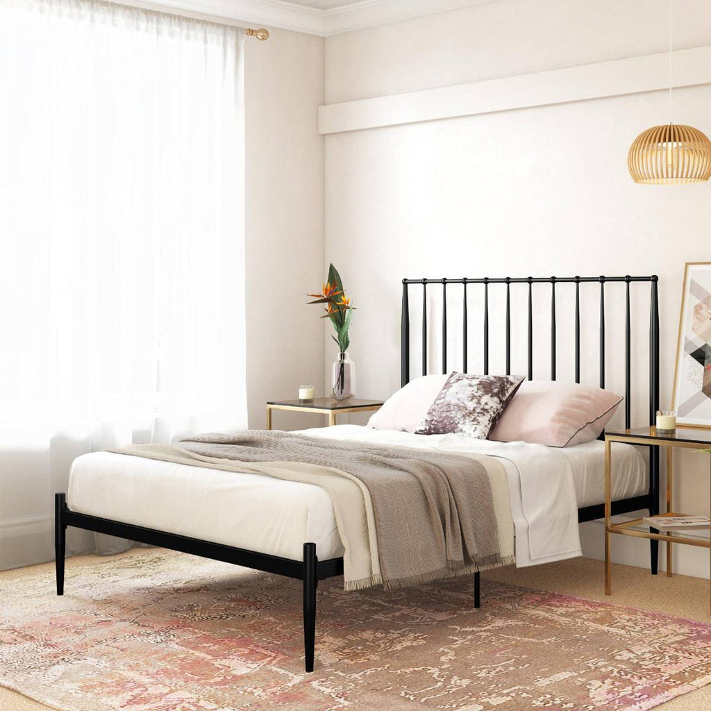 Giulia Modern Metal King size Bed in White by Dorel - Price Crash Furniture
