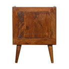 Gold Inlay Abstract Bedside Table in Chestnut-effect Solid Mango Wood - Price Crash Furniture