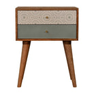 Green Patterned Bedside Table Unit - Price Crash Furniture