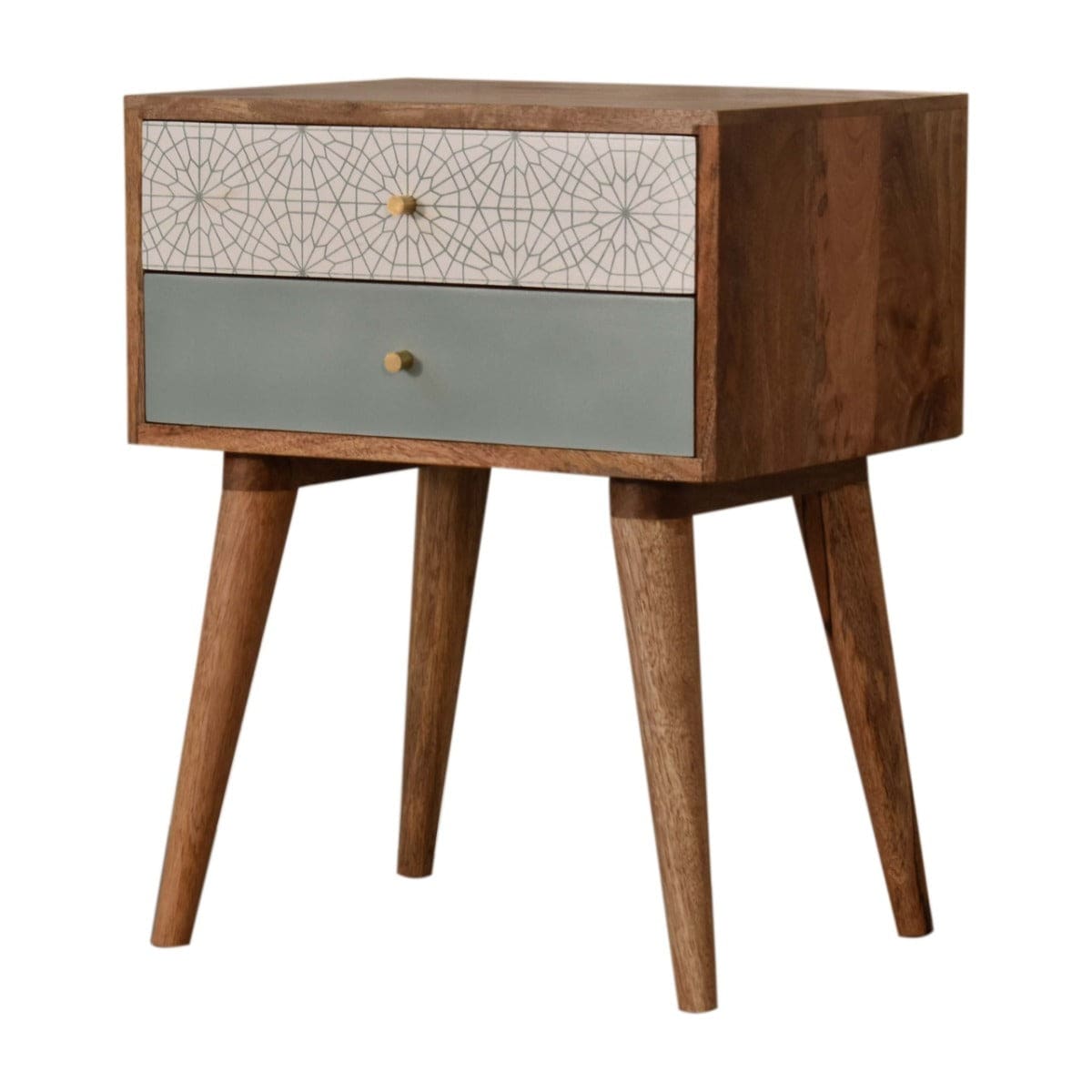 Green Patterned Bedside Table Unit - Price Crash Furniture