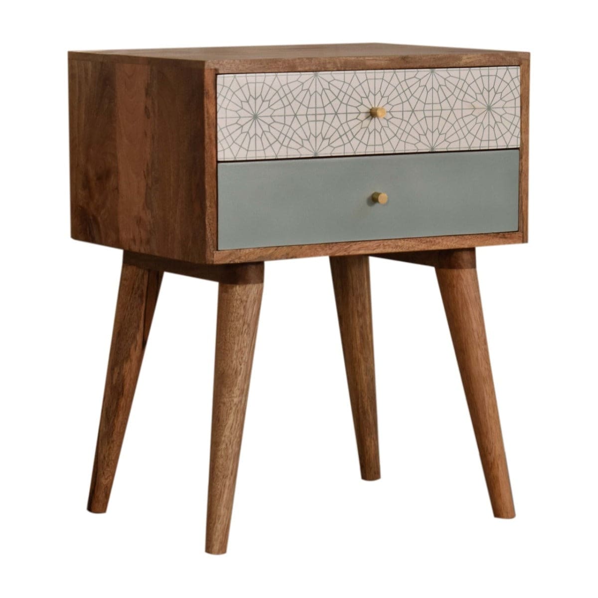 Green Patterned Bedside Table Unit - Price Crash Furniture