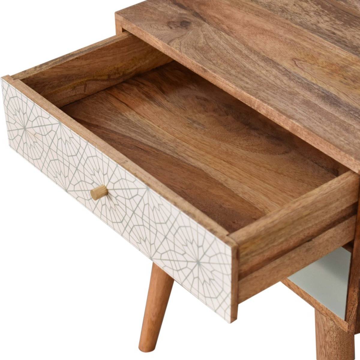 Green Patterned Bedside Table Unit - Price Crash Furniture