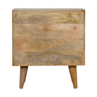 Grey Painted 2 Drawer Bedside Table with With Cut Out Slots in Oak-effect Solid Mango Wood - Price Crash Furniture