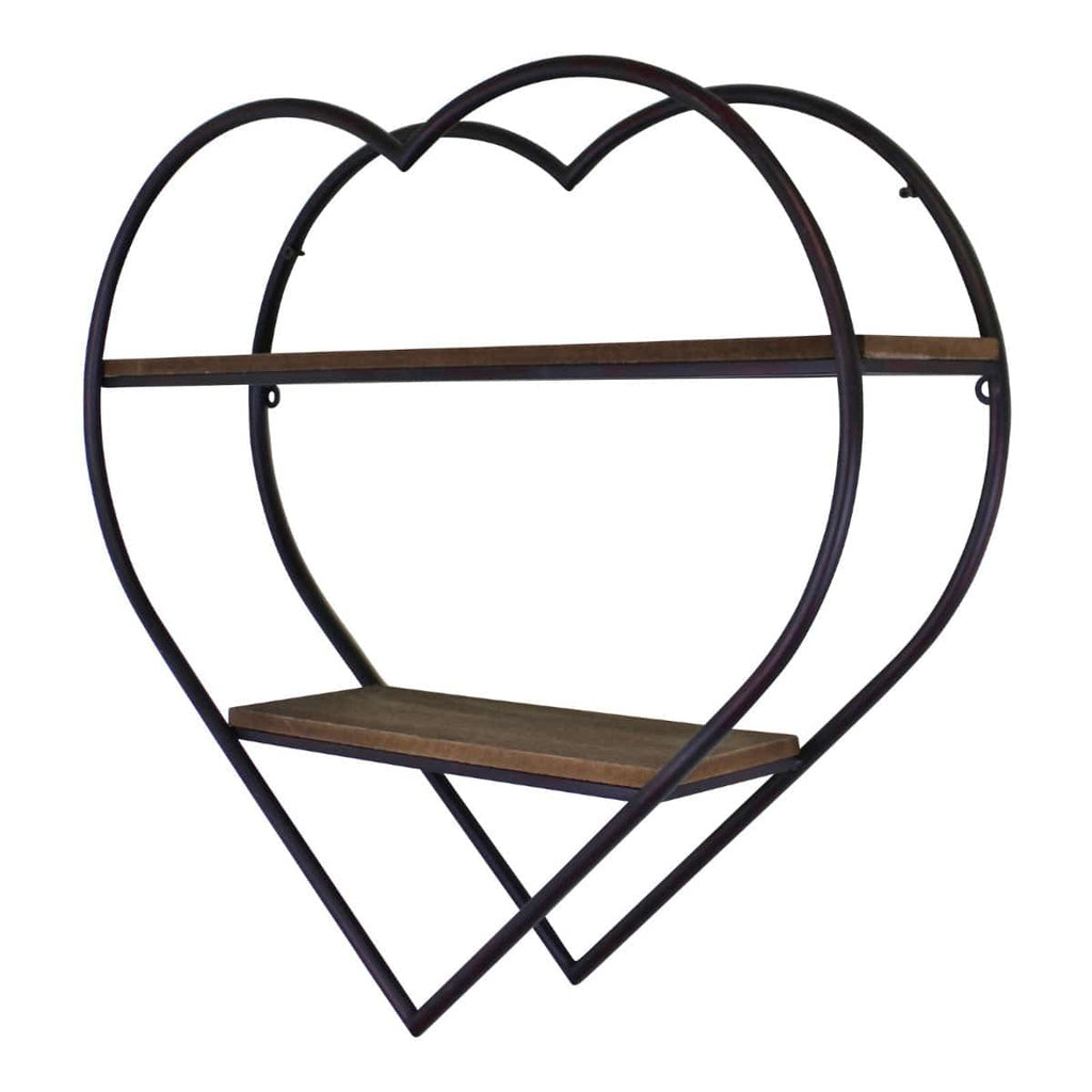 Heart Shaped Metal & Wood Shelf Unit - Price Crash Furniture