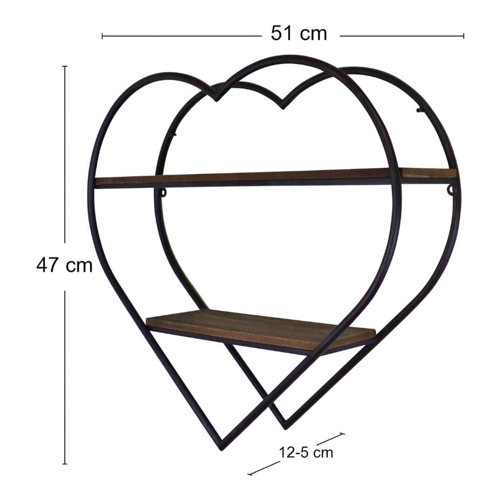 Heart Shaped Metal & Wood Shelf Unit - Price Crash Furniture