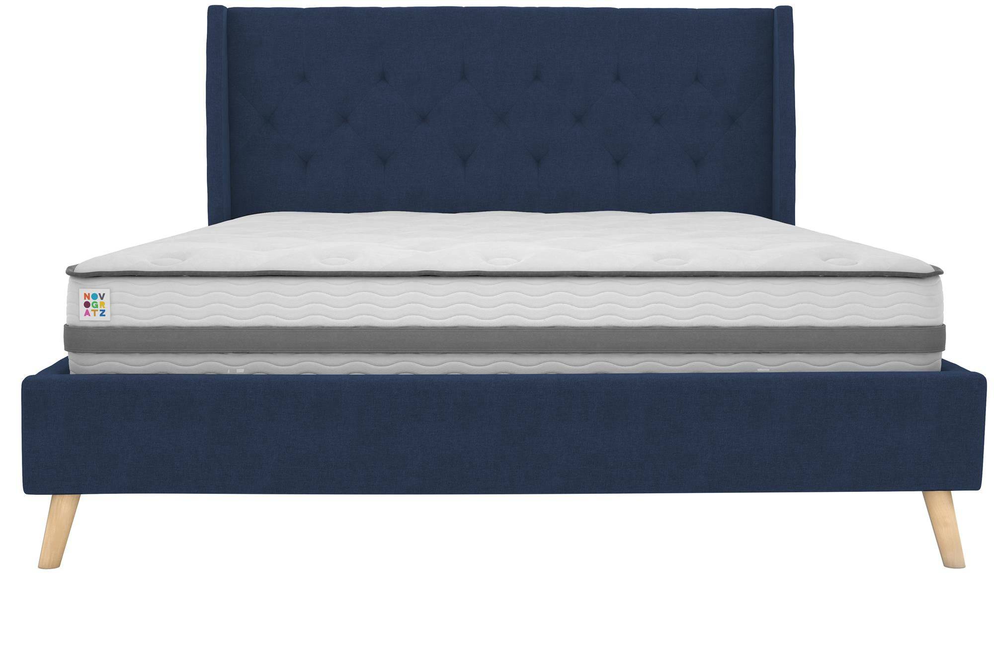 Her Majesty Linen Double Bed - in Blue by Dorel - Price Crash Furniture