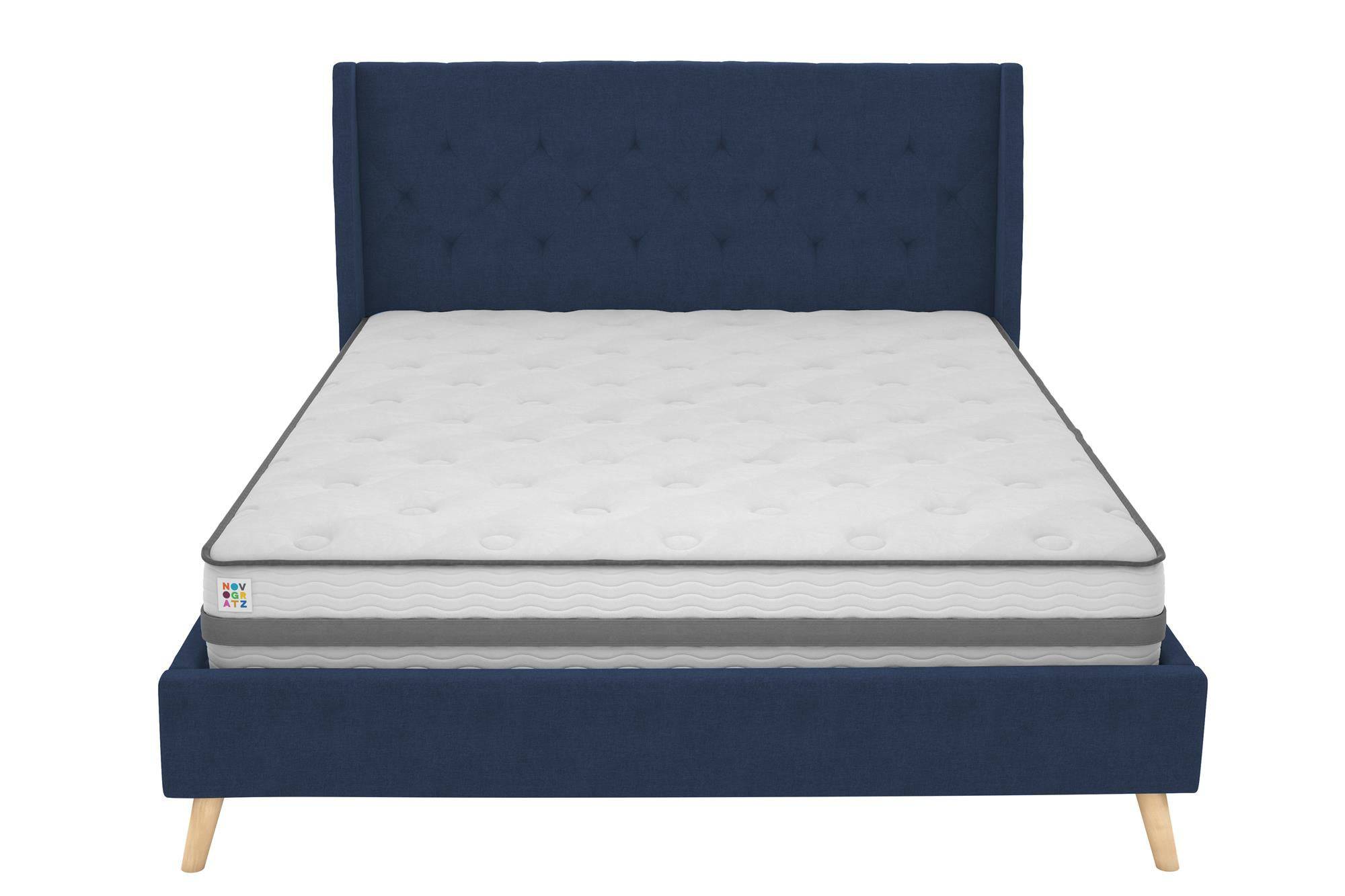 Her Majesty Linen Double Bed - in Blue by Dorel - Price Crash Furniture