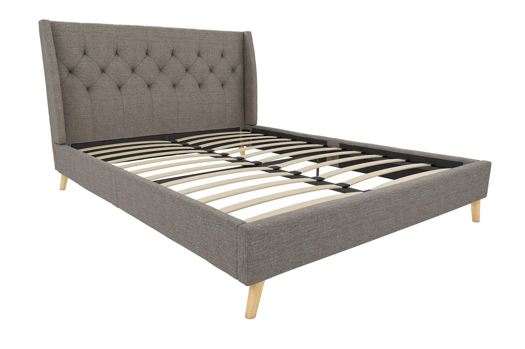 Her Majesty Linen Double Bed - in Grey by Dorel - Price Crash Furniture