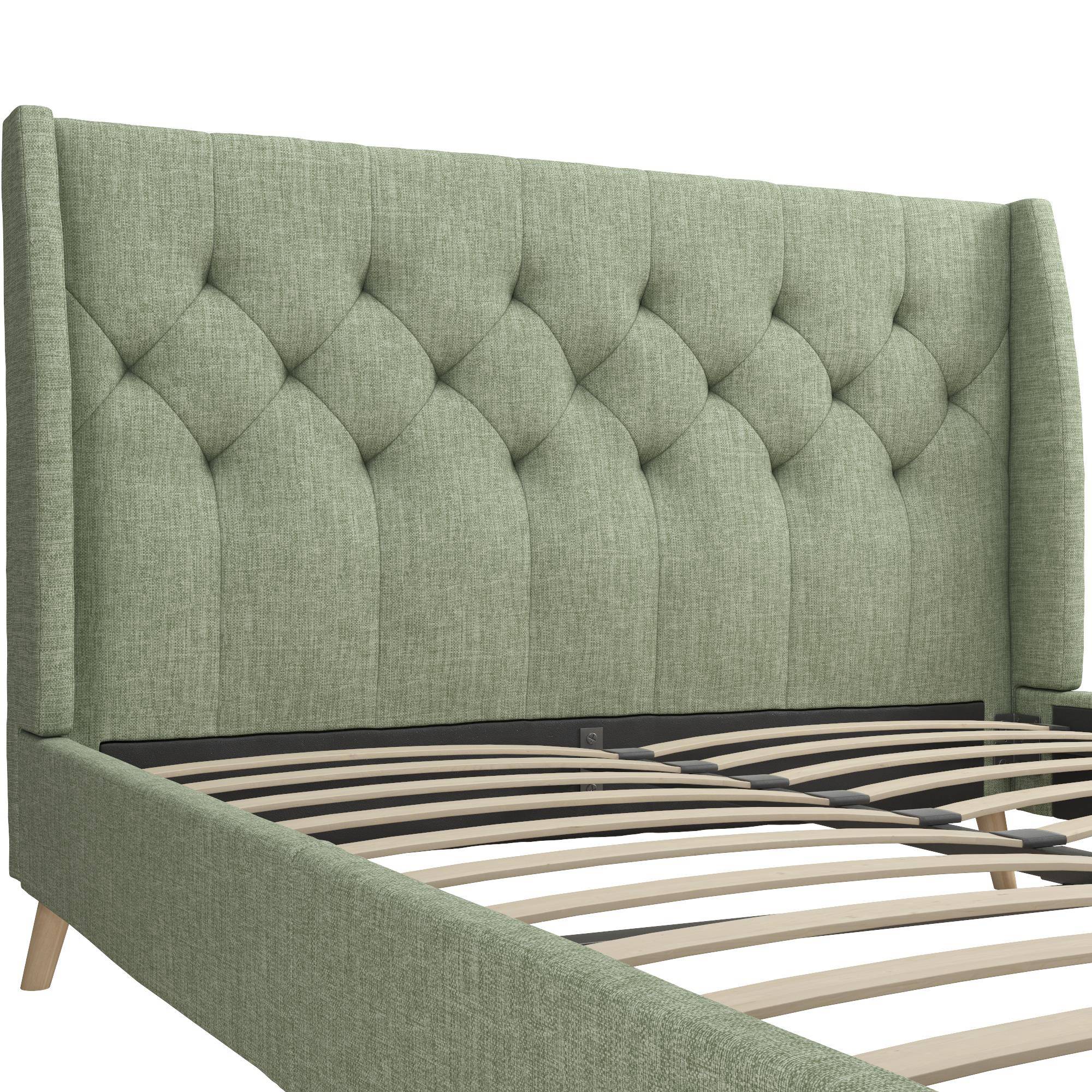 Her Majesty Linen Double Bed - in Light Green by Dorel - Price Crash Furniture