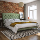 Her Majesty Linen Double Bed - in Light Green by Dorel - Price Crash Furniture