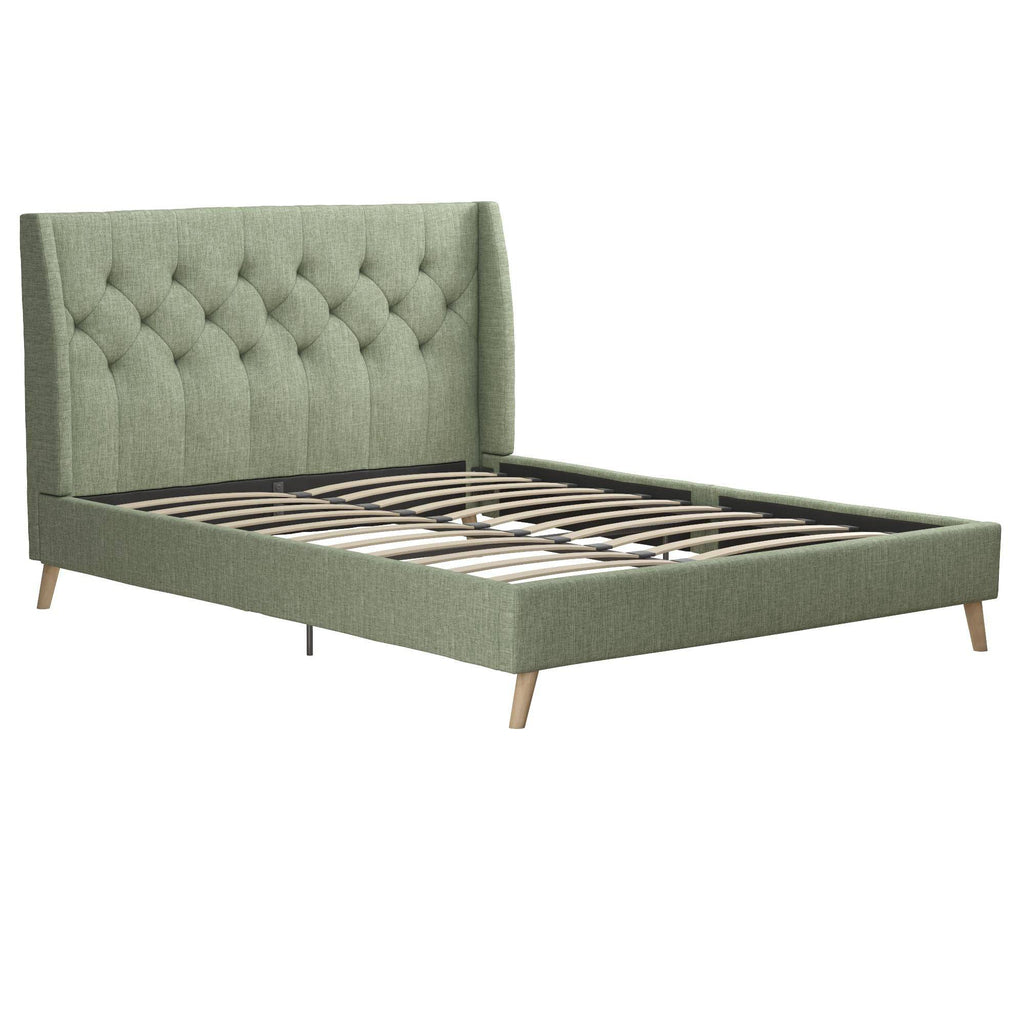 Her Majesty Linen Double Bed - in Light Green by Dorel - Price Crash Furniture