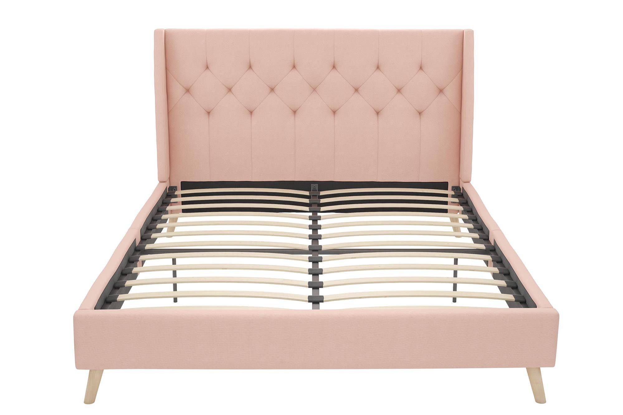 Her Majesty Linen Double Bed - in Pink by Dorel - Price Crash Furniture