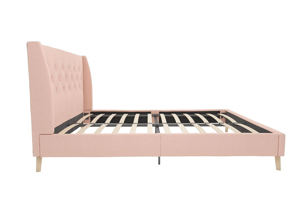 Her Majesty Linen Double Bed - in Pink by Dorel - Price Crash Furniture