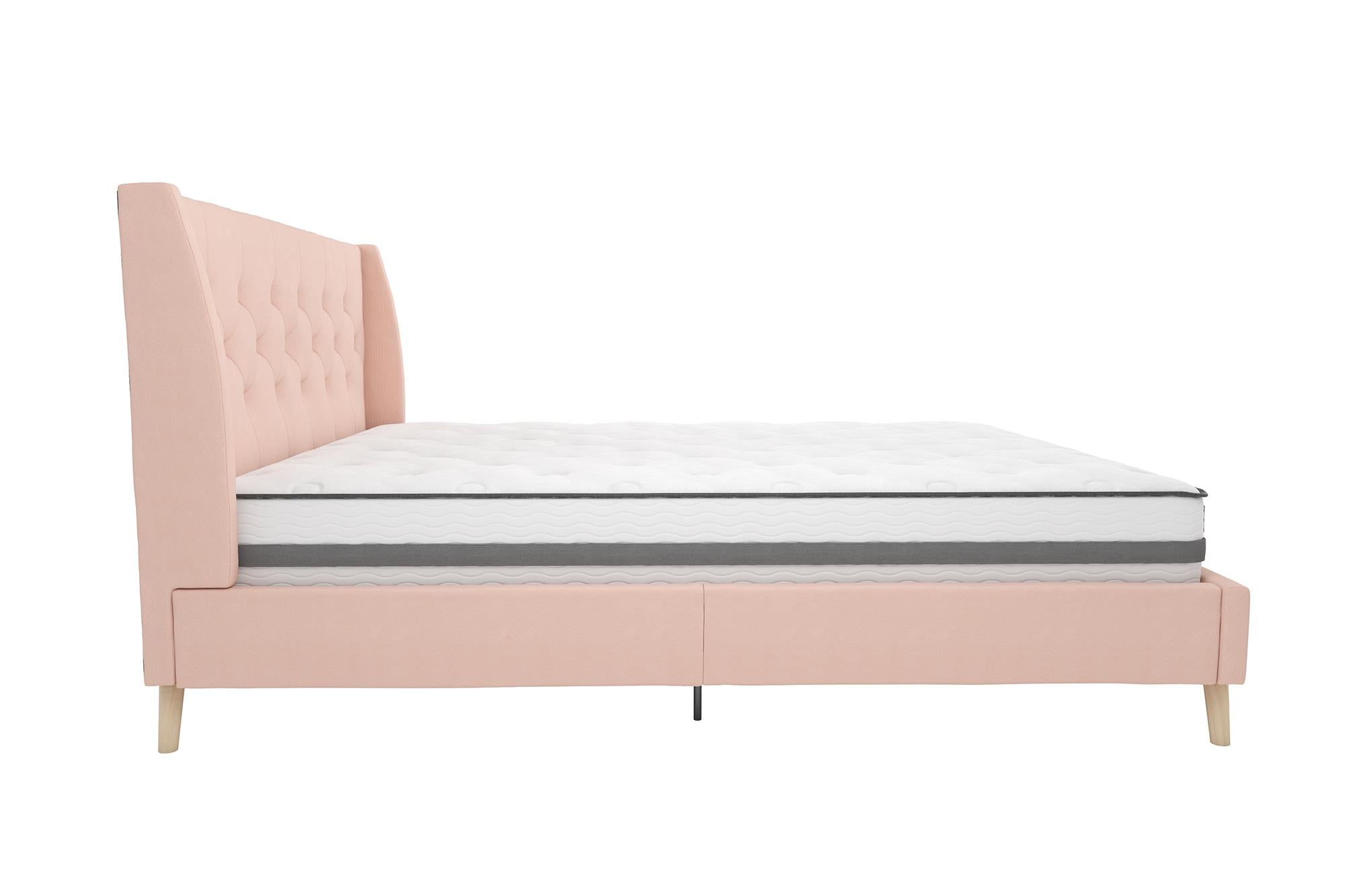 Her Majesty Linen Double Bed - in Pink by Dorel - Price Crash Furniture